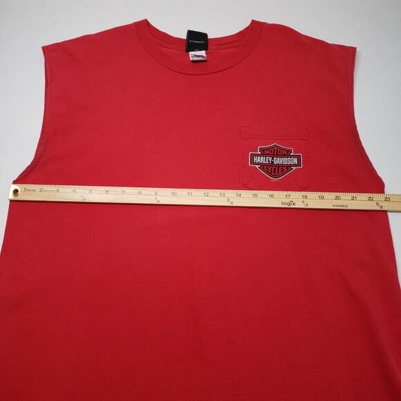Harley Davidson T-Shirt Mens XL Red Sleeveless Muscle Shirt Cut Off Missouri USA - Picture 7 of 13